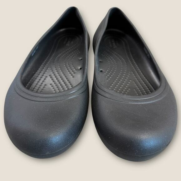 Crocs Womens Black Brooklyn Flat Ballet Shoes Size 8 Slip On Comfort Round Toe - Picture 2 of 10